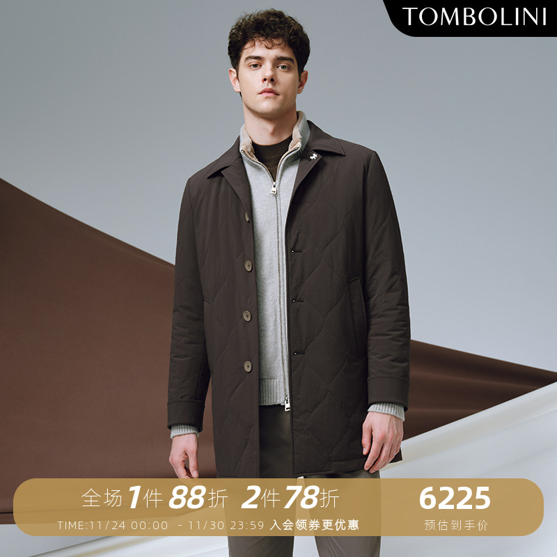 TOMBOLINI简约翻领中长款鹅绒服