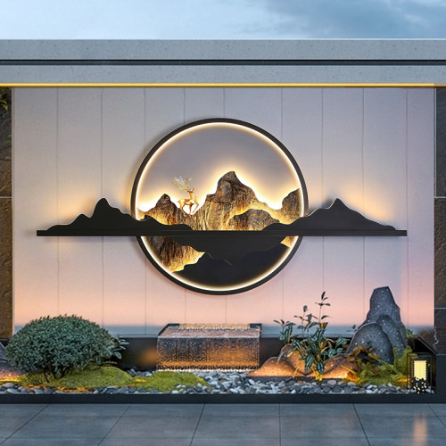 庭院壁灯室外园林装饰景观灯太阳能户外灯新中式别墅围墙影壁墙灯