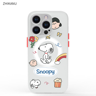 智卡奴适用于苹果14promax保护壳magsafe磁吸iphone15手机壳透明史努比13卡通12迷你磨砂11超薄plus可爱x新款