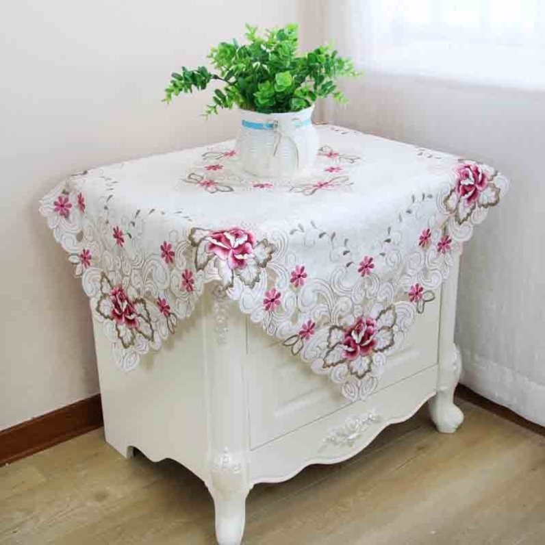 欧式蕾丝田园单开门冰箱微波炉床头柜盖巾套防尘罩多用方巾