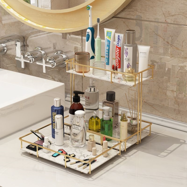 化妆品梳妆台收纳置物架轻奢桌面浴室卫生间厕所洗漱护肤品收纳盒