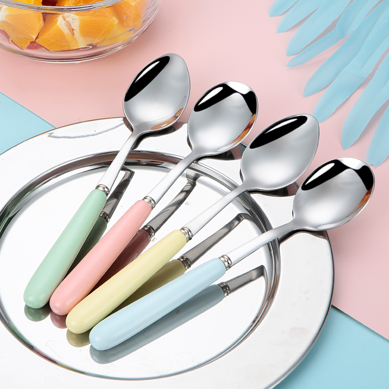 加厚韩式可爱长柄调羹不锈钢