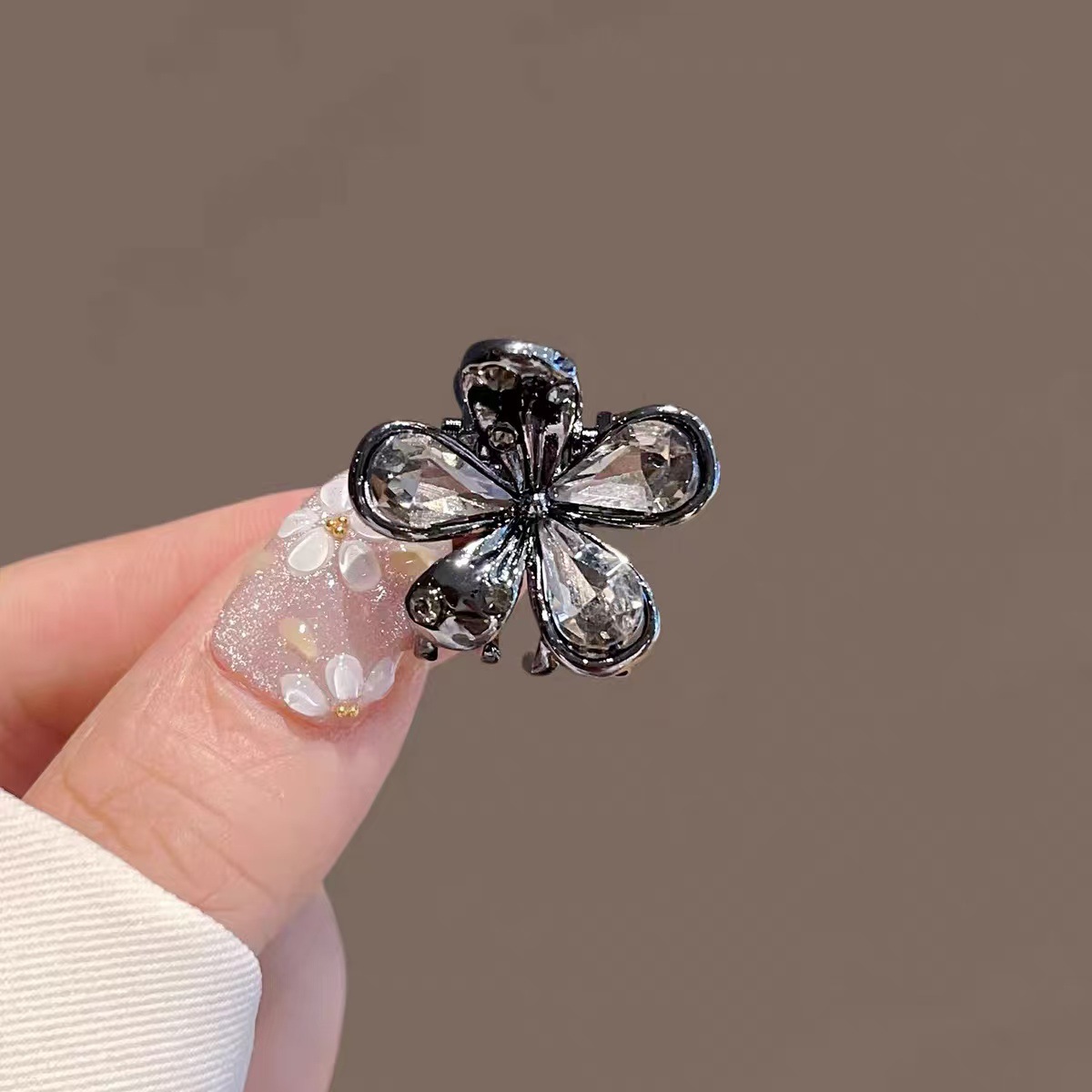 韩版！小发夹精致小巧枪黑水钻花朵抓夹小号边夹头顶夹公主头刘海