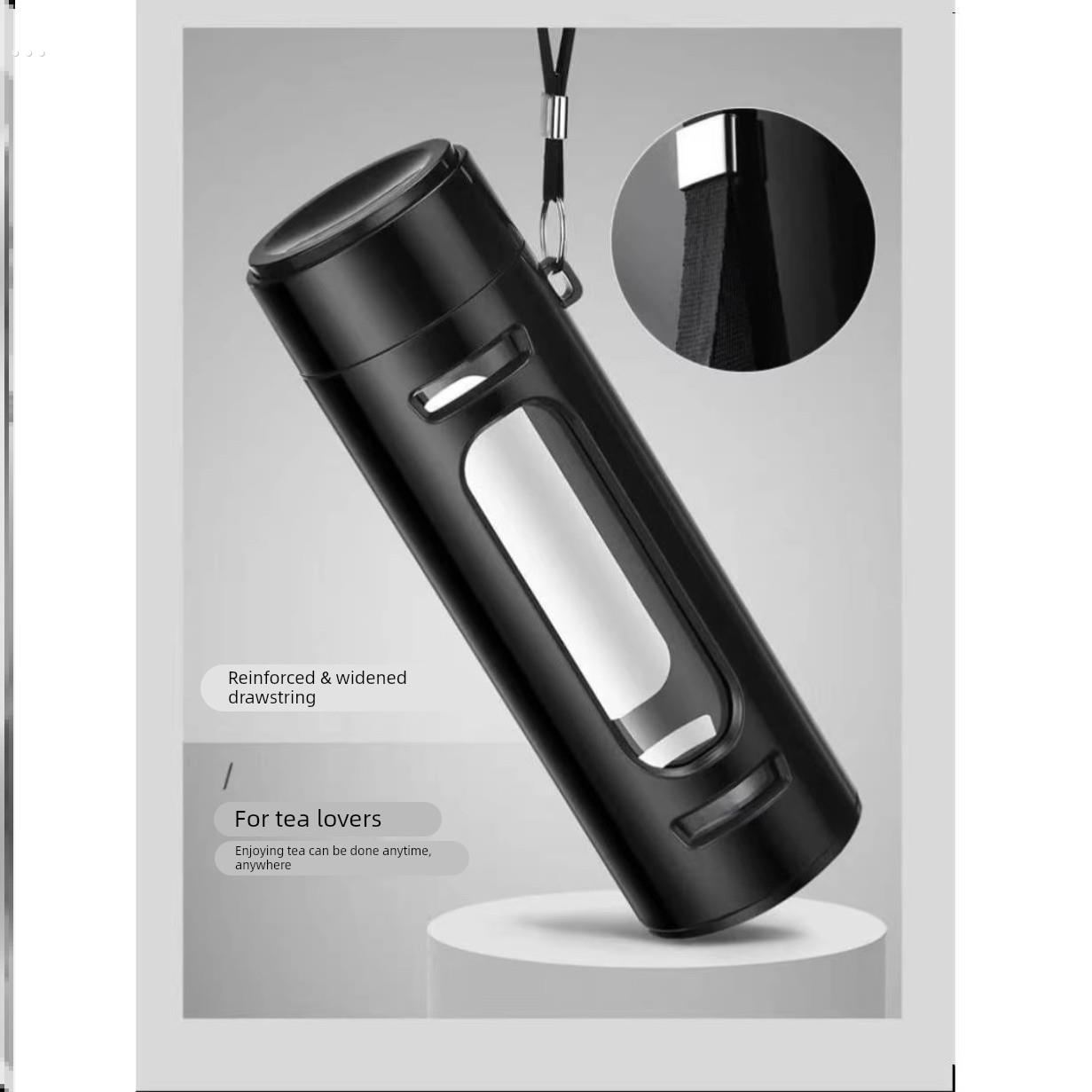 大容量玻璃杯男女便携防摔随手水杯子商务双层隔热塑玻泡茶杯