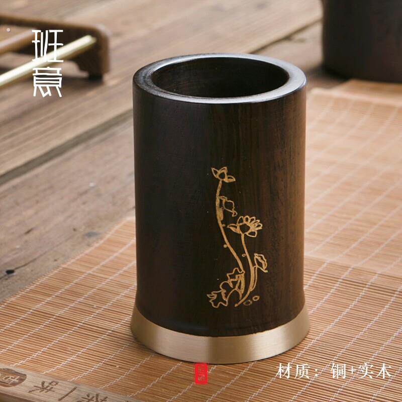 茶道六收纳筒制铜实木储物收纳茶筒茶具配件组合茶桶茶道