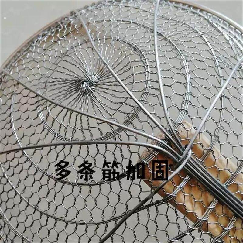 手工编织铁丝漏勺 饭店食堂捞菜面勺过滤笊篱 竹把手柄超大直径