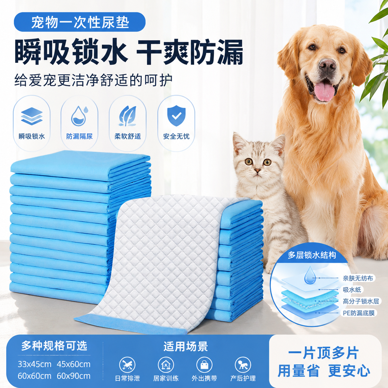 狗狗尿垫一次性宠物尿垫猫狗尿布训导尿垫加厚除臭宠物尿片尿布垫