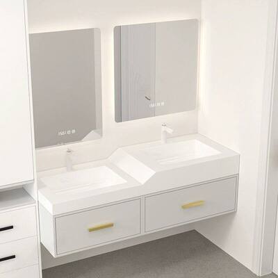 岩板无缝一体盆轻奢浴室柜组合