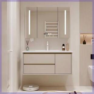 蜂窝铝浴室柜77/87/97CM陶瓷一体洗手池洗脸盆107/117洗漱台轻奢