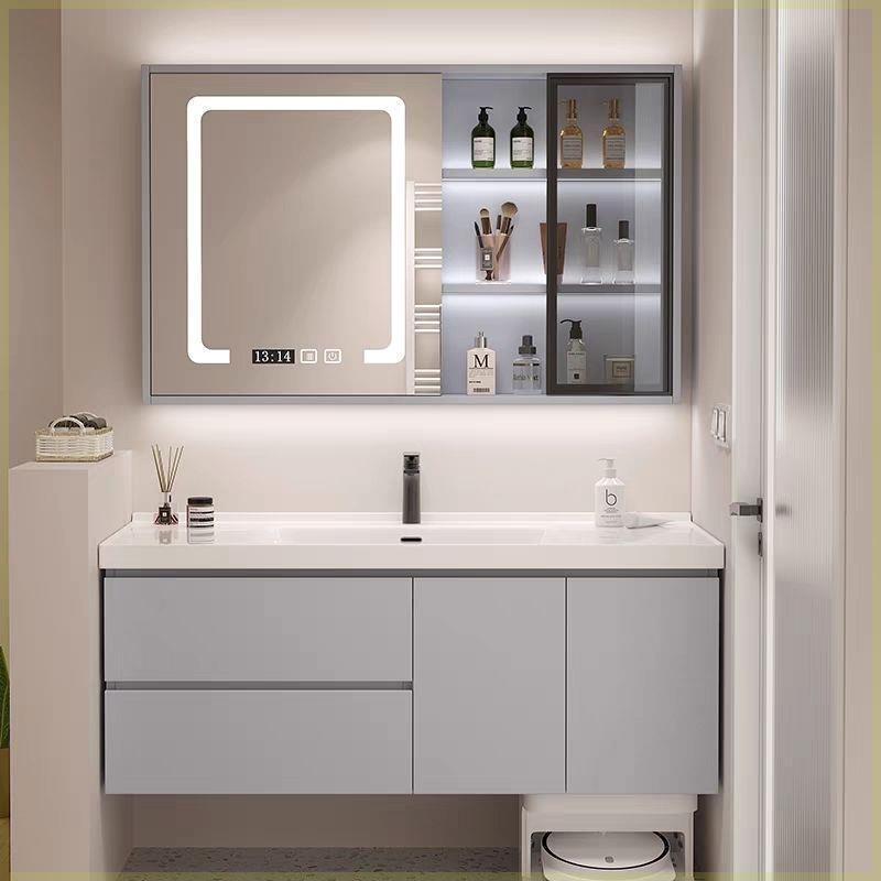 陶瓷一体盆浴室柜66CM76厘米86/96/106/116扫地机器人基站洗漱台