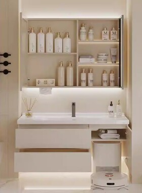 一体陶瓷盆浴室柜68CM78厘米88/98/108/118扫地机器人基站洗漱台