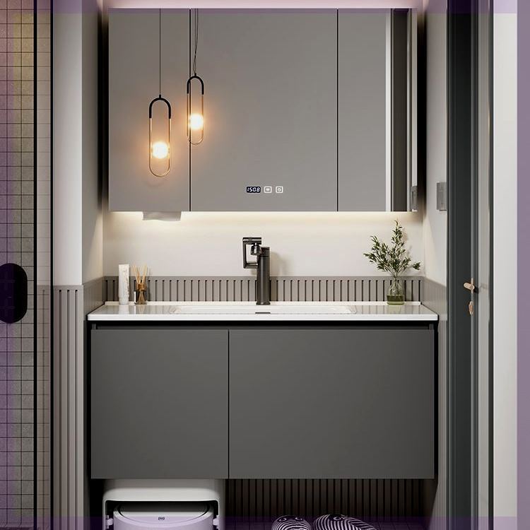 定制陶瓷一体盆蜂窝铝浴室柜73/83/93/103/113CM扫地机器人基站款