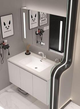 岩板无缝陶瓷盆73/83/93/103/113CM扫地机器人基站款浴室柜洗漱台