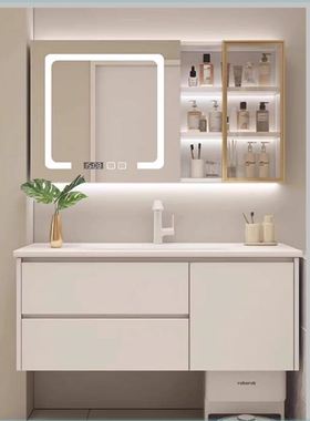 一体陶瓷盆浴室柜63CM73厘米83/93/103/113扫地机器人基站洗漱台