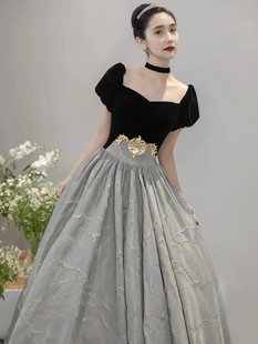 大码晚礼服晚宴胖mm200斤高级感法式显瘦遮肚订婚高端礼服裙夏天