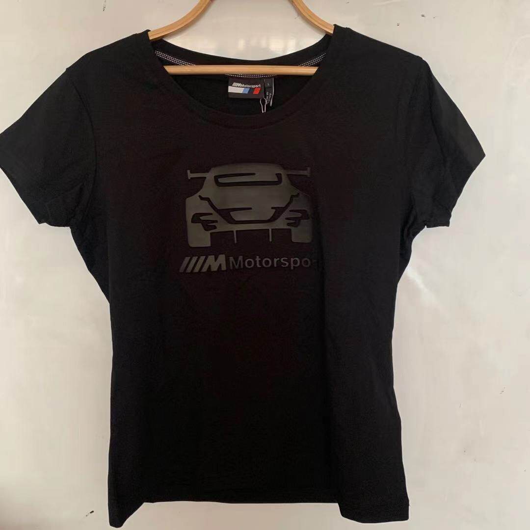宝马赛车运动短袖T恤衫黑色哑光BMW Motorsport徽标摩托圆领女款