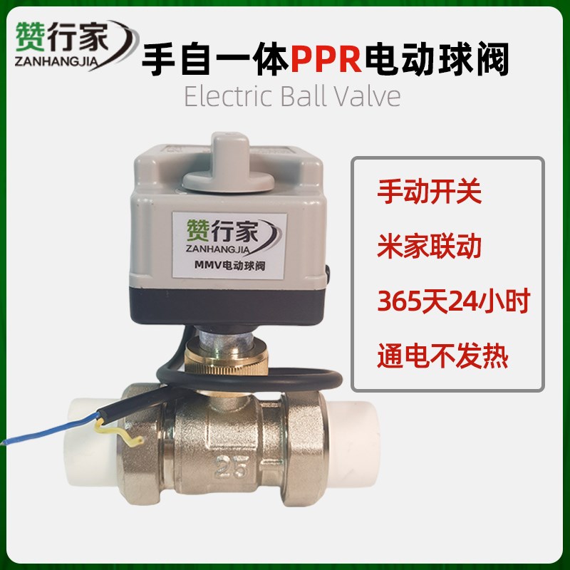 手自一体PPR电动球阀热熔管道快装AC24V AC12V 自来水阀4分AC220V