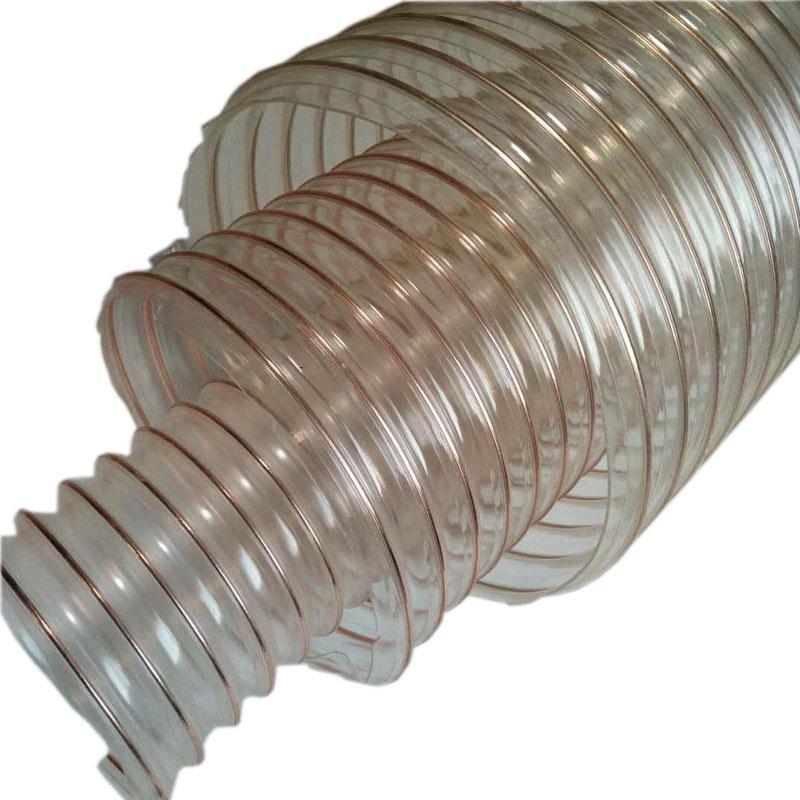 工业吸尘管耐高温pu透明钢丝抽吸粉尘泡沫软管风管耐磨伸缩200mm