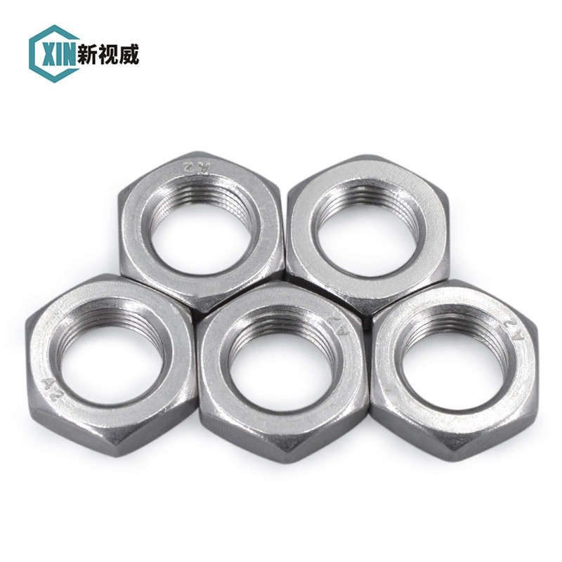 304不锈钢六角薄螺母薄螺帽锁紧扁薄螺丝帽M2.5M3M4M5M6VM8M10M12