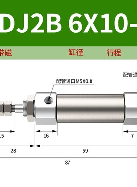 CDJ2B笔型气动不锈钢迷你气缸纺织机PB4 6 10 12 16--20-25-30-50