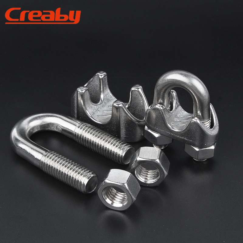 304不锈钢钢丝绳jU型夹头锁扣卡子卡扣绳夹卡头锁头M2M3M4M5M6-M3