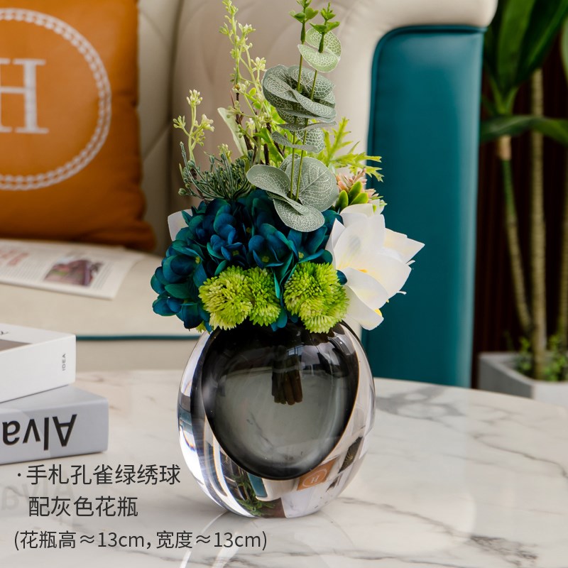 高档客厅茶几餐桌仿真花艺套装现代轻奢售楼处洽谈桌软装饰品摆花