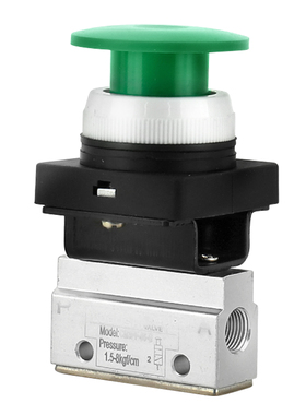 二位三通气动机械阀CM3PM-06G绿色蘑菇头按钮型凸头CM3手动按钮阀