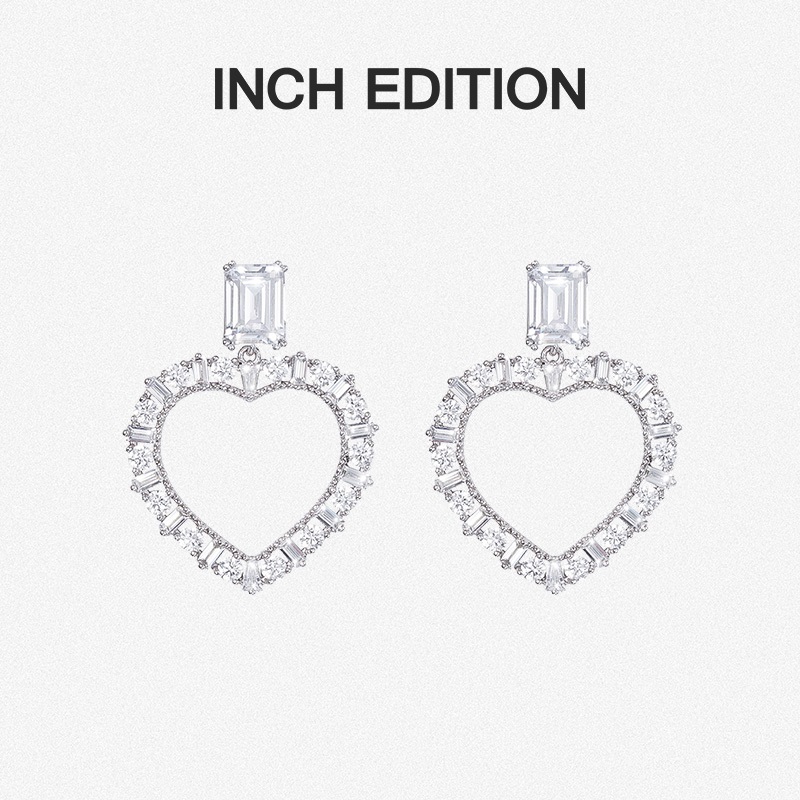 INCHEDITION爱心环圈水晶耳环