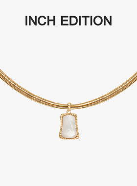 INCH EDITION月光流影白贝母蛇骨项链画框双层叠戴
