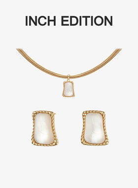 INCHEDITION白贝母项链耳环套装