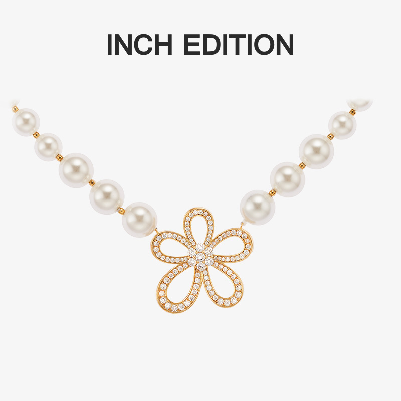 INCHEDITION蕾丝大花珍珠项链