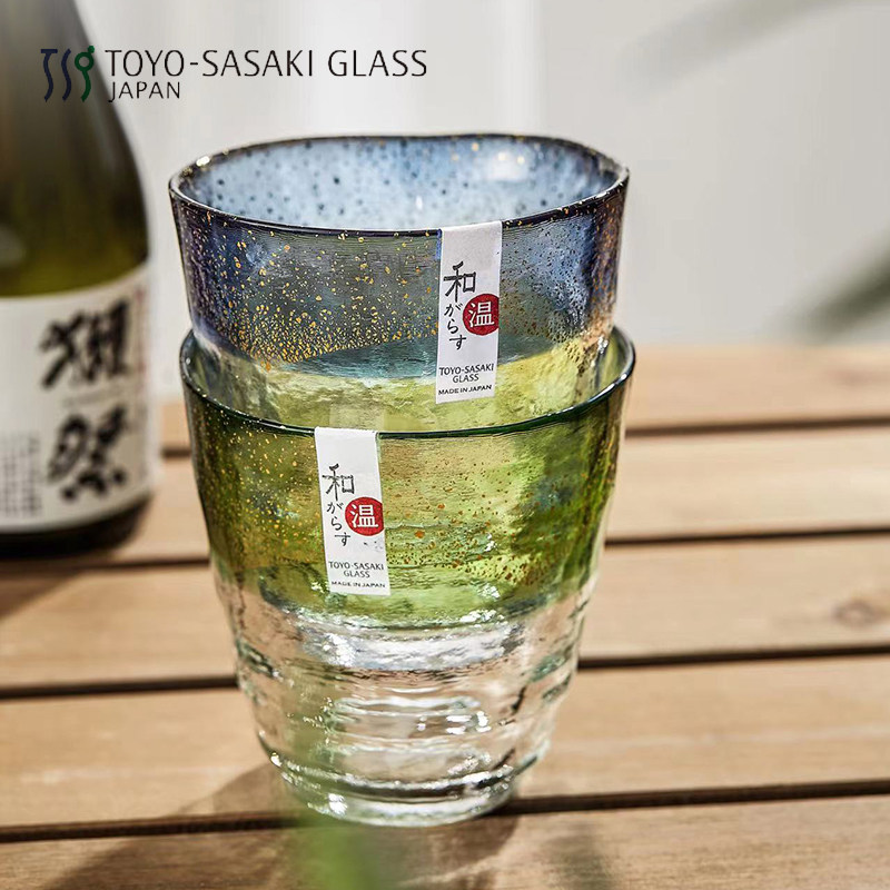 原装进口东洋佐佐木 耐热耐腐蚀茶杯和风金箔温酒杯 情侣对杯礼盒