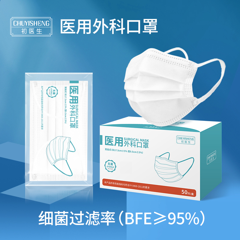 初医生白色灭菌级医用外科口罩