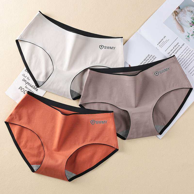 女士内裤女纯棉抗菌石墨烯底裆日系无痕中腰透气女生三角裤头