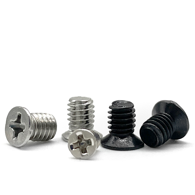 304不锈钢小沉头薄头螺丝钉小平头十字螺钉FM2M2.5M3M4*5*6镍黑色