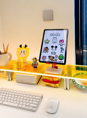 电脑增高架2026圣诞新年款红色亚克力台式机显示器桌面自带发光usb5v供电收纳整理架子透明挑动者LELIO原创意