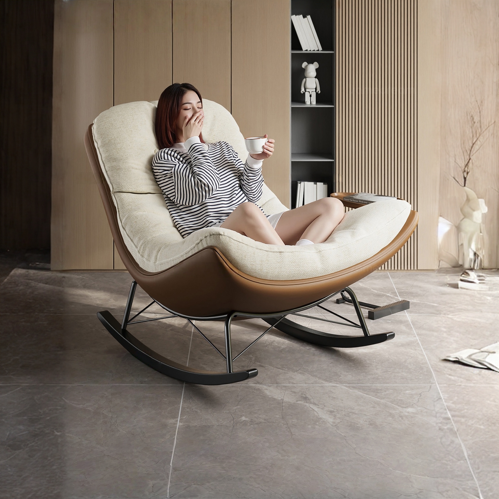 摇摇椅躺椅成人可睡觉奶油风单人