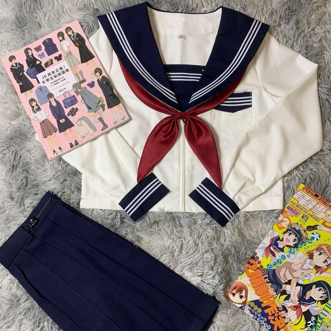 【星鸣鹿】日系正统水手服jk制服裙套装白二三本基础款关西襟全套