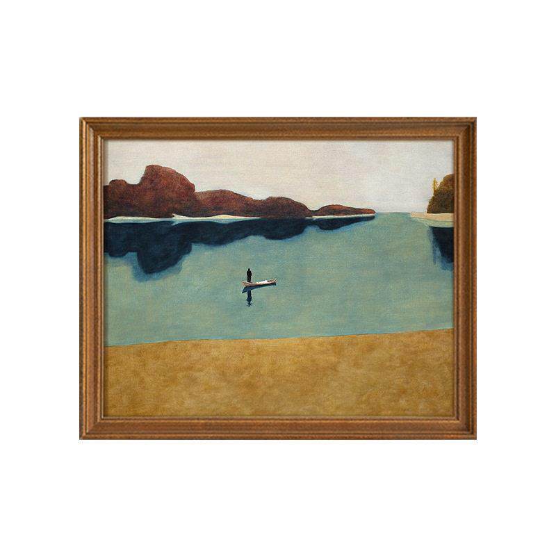 法式复古风景人物图案小众现实木装饰画中古风玄关挂画