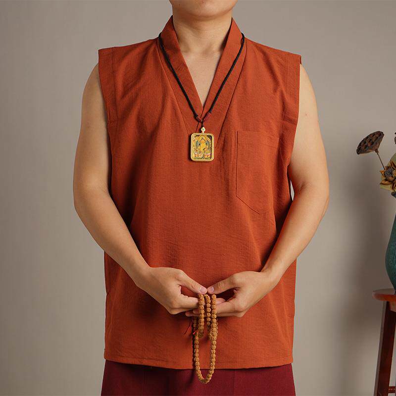特卖藏地僧服夏季背心西藏僧人服装衣服短袖上衣东嘎夏天透气凉爽