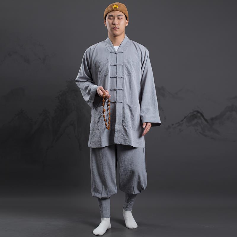 特卖巷外僧服短褂套装素麻和尚服出家人僧侣僧衣春秋比丘尼免绑腿