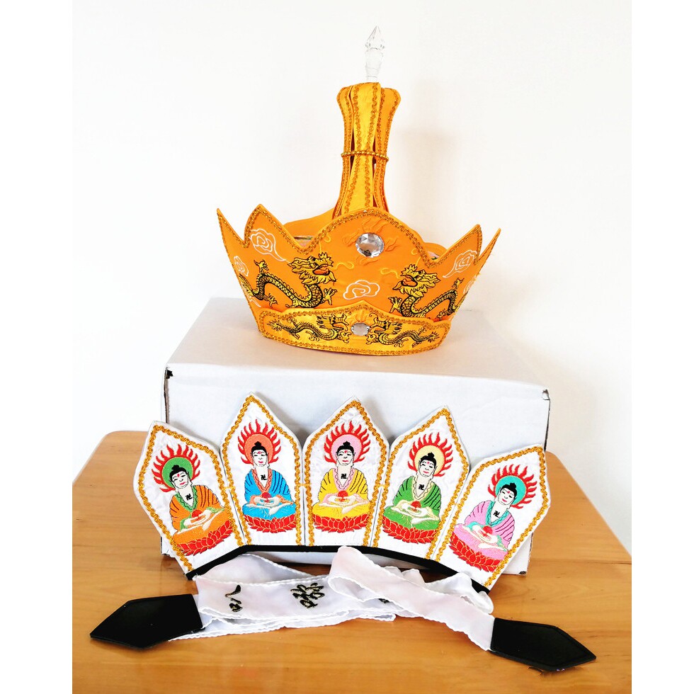 佛家精品方丈毗卢帽 和尚五佛冠毗卢冠僧帽佛帽唐僧帽全手工刺绣