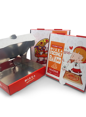 爆款多尺寸商用镀铝膜披萨盒pizza外卖打包盒加厚瓦楞保温防油