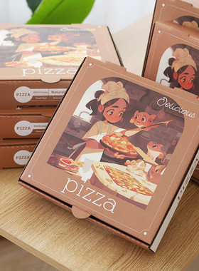 新品商用保温童话披萨盒比萨打包外卖包装盒瓦楞加厚铝箔加厚9寸