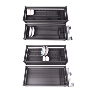 厨房浅柜拉篮深度400内深碗碟篮橱柜双层抽屉式阻尼缓冲碗篮定制