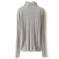 Cashmere 100% - 60 count fine-spun semi-high-neck pure cashmere sweater for women, thin and fitted knitted sweater base layer thumbnail 4