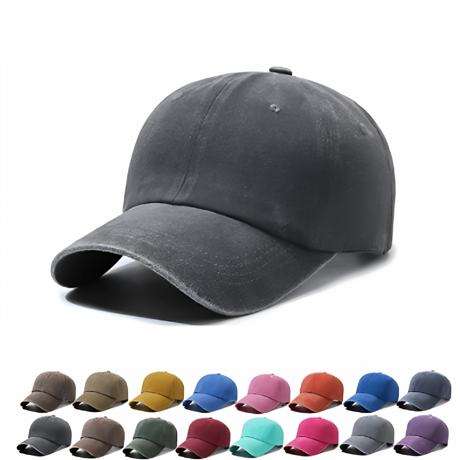 复古磨毛棒球帽男棉质水洗遮阳帽子软顶美式休闲纯色鸭舌帽女做旧