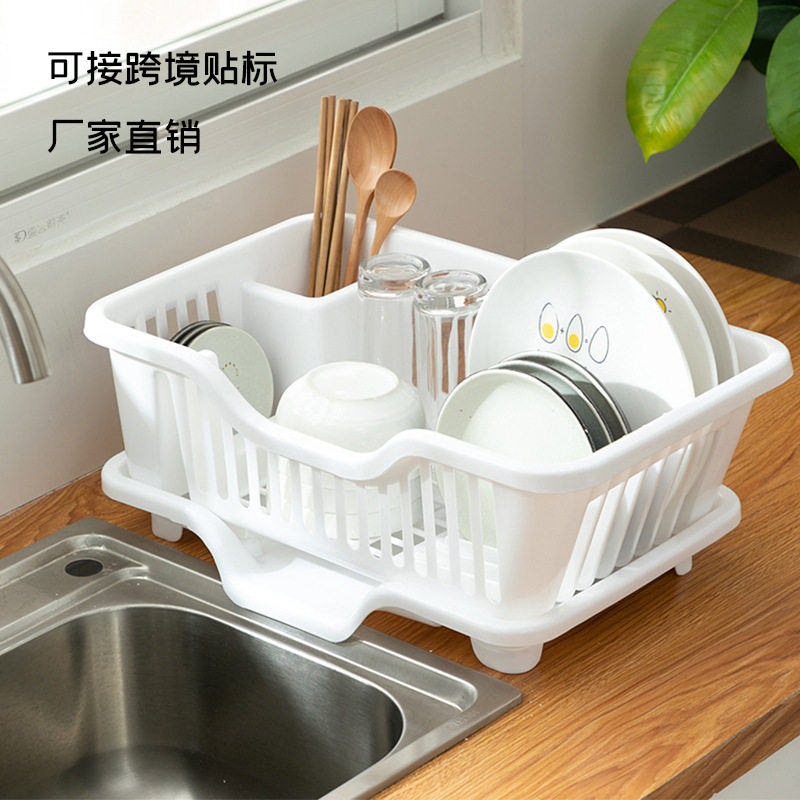 日式加厚塑料厨房家用放碗碟盘子餐具沥水收纳篮水槽边滴水晾碗架