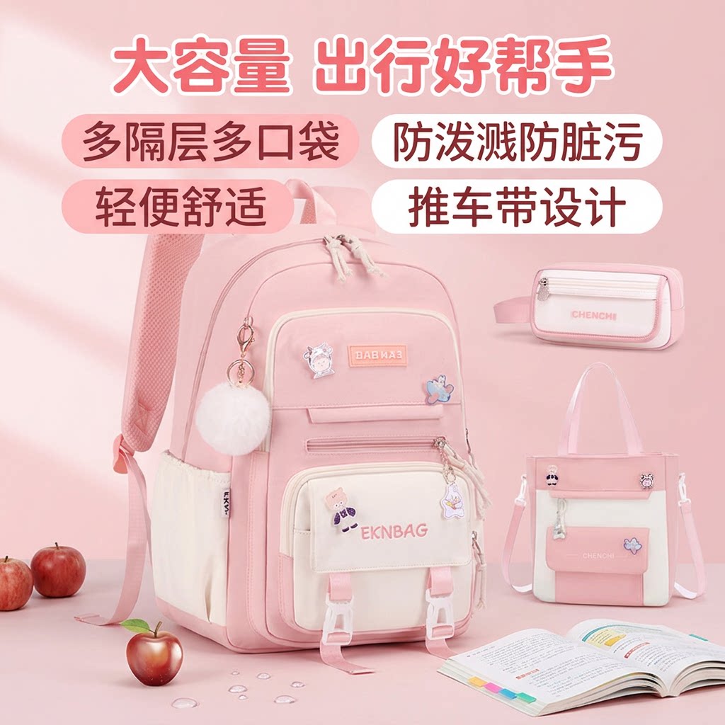 学生女生护脊大容量轻便书包