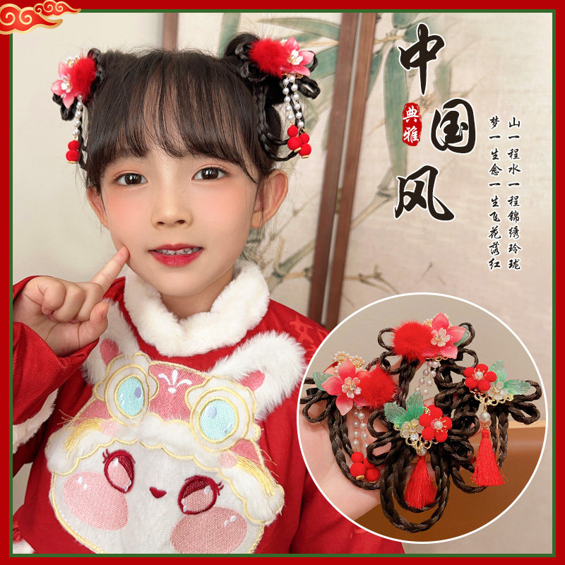 汉服头饰儿童女古风假发辫子发夹